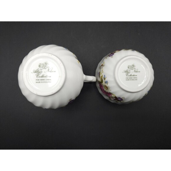 VTG Allyn Nelson England Pink Wildflower Rose Creamer Sugar Bowl Bone China - Picture 3 of 3